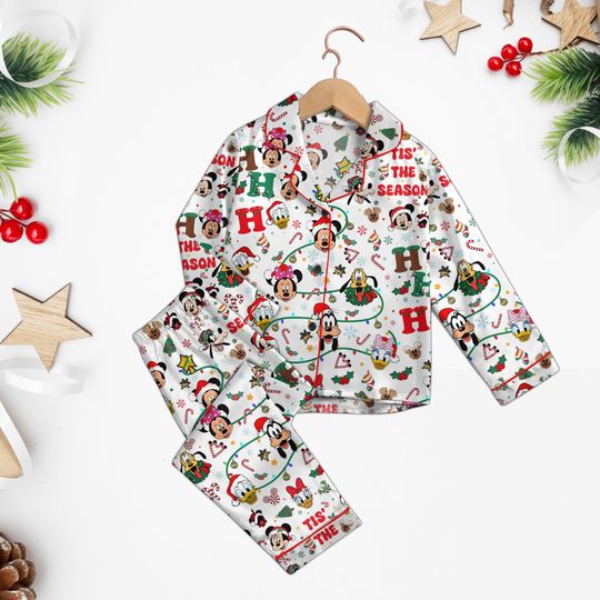 Discover Tis The Season Christmas Pajama, Disney Mouse and Friends Pajama Set, Cartoon Sleepwear Pants, Family Pajamas, Christmas Gift PSH2808