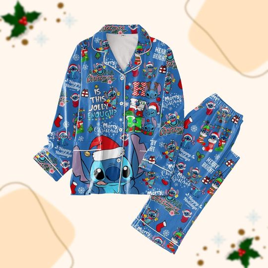 Discover Lilo And Stitch Christmas Pajamas Set, Stitch Ho Ho Ho Pajama Women, Cartoon Movie Sleepwear, Disney Matching Family Pajamas, Xmas Gift