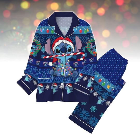 Discover Stitch Christmas Pajamas, Disney Lilo And Stitch Matching Family Pajamas, Holiday Sleepwear, Cute Cartoon Pajamas, Disney Gift Set