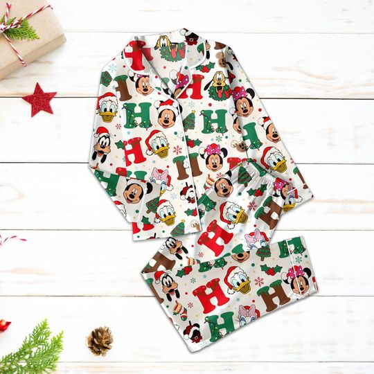 Discover Retro Mouse And Friends Christmas Pajama Set, Family Pajama, Cartoon Sleepwear Pants, Disney Gift for Girls, Family Pajamas PSH2807