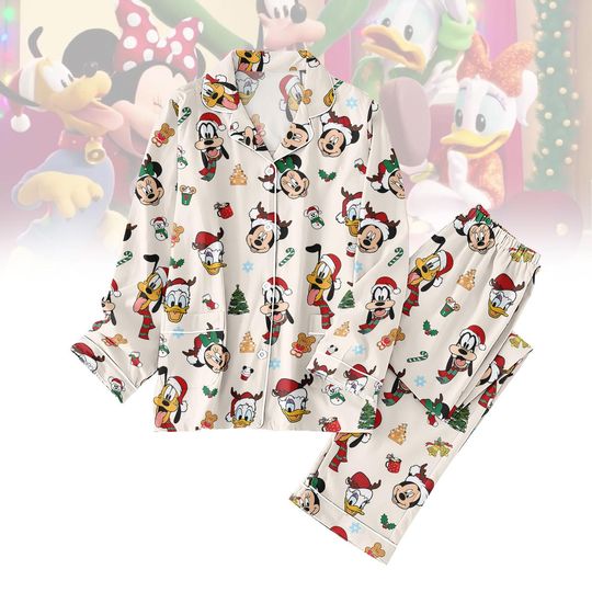 Discover Disney Characters Christmas Pajamas Set, Mickey Mouse Minnie Donald Goofy Holiday Pajamas, Disney Matching PJs, Christmas Disney Gift