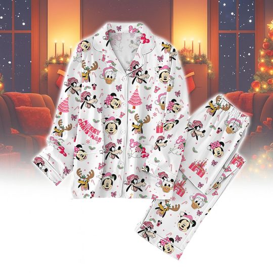 Discover Disney Character Castle Christmas Pajamas, Disney Family Matching Holiday Sleepwear, Cute Festive PJs Gift, Disney Mickey and Friends