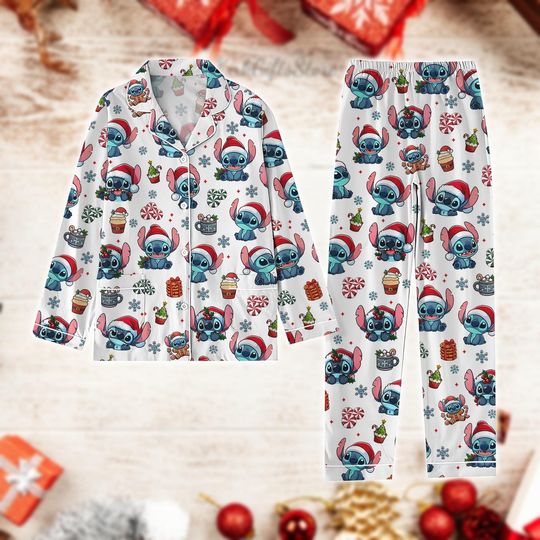 Discover Disney Stitch Christmas Pajamas Set, Disney Stitch Christmas Shirt, Stitch Home Wear Set, Disney Holiday Pajamas, Xmas Pjs