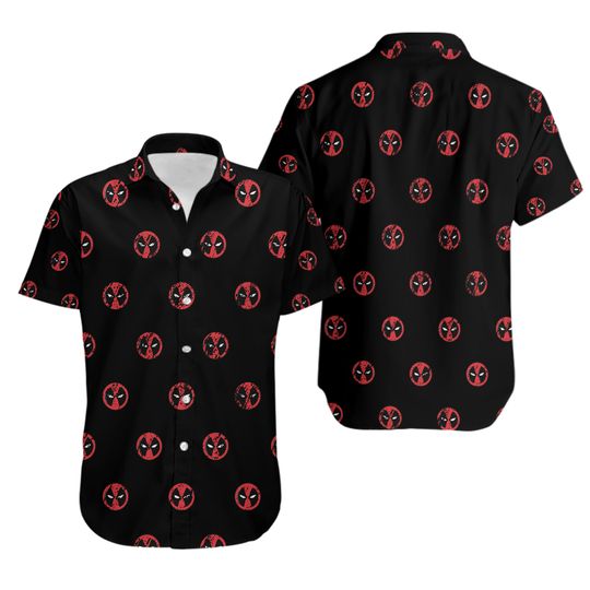 Deadpool Symbol Seamless Awesme, Deadpool Superhero Button Up, Hero Tropical Hawaii Shirt, Deadpool Summer Trip