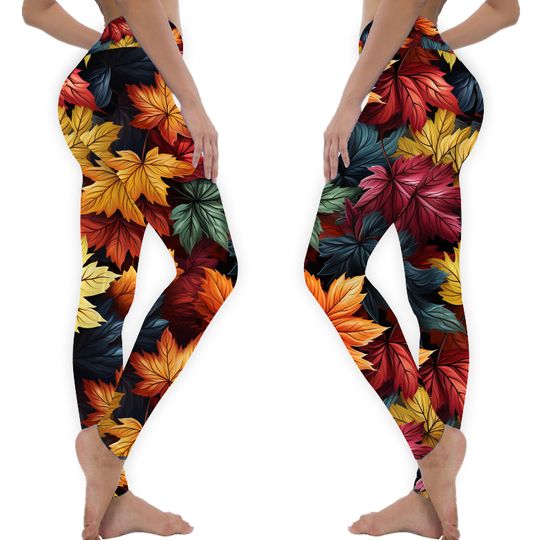 Fall Autumn Colors Leaves Halloween Yoga Leggings