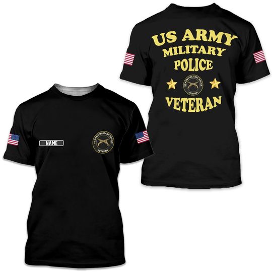 Custom Name US Army Military Police Veteran AOP 3D Full Print T-shirt
