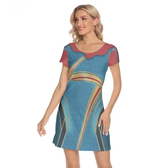 Ms. Marvel Short Sleeve Dress, Ms. Marvel Costume, Marvel Dresses for Women