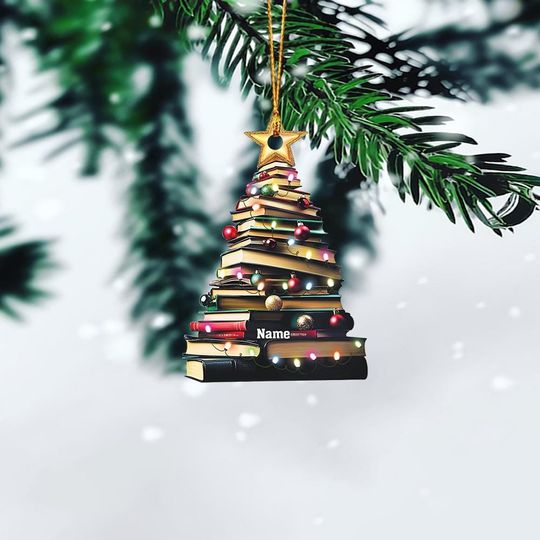 Discover Personalized Books Ornament, Bookstacks Christmas Ornament, Reading Books Ornament, Librarian Ornament, Bookworm Ornament Gift
