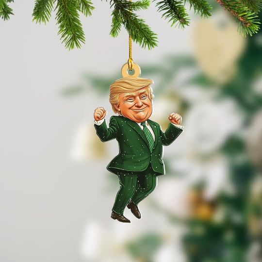Discover Trump Dancing Ornament, MAGA Ornament, 2D Flat Trump Christmas Hanging Decor, Gift For Trump Supporter ID-1119-SSAV