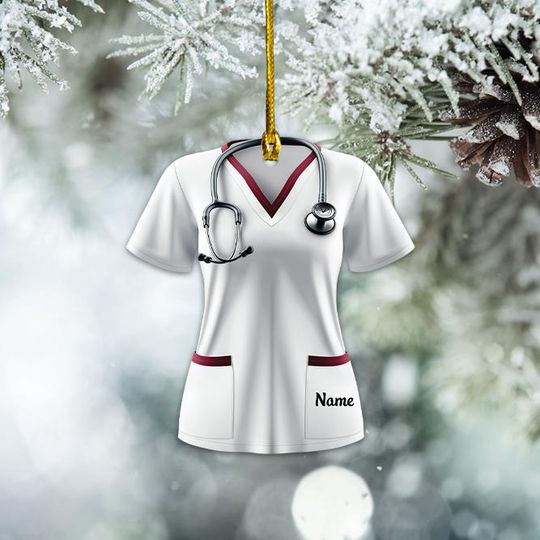 Discover Personalized Nursing Scrubs Ornament, Nurse Uniform Car Ornament, Nurse Christmas Ornament, Nurse Outfit Ornament, Nurse Gift TD-1119-S4J0