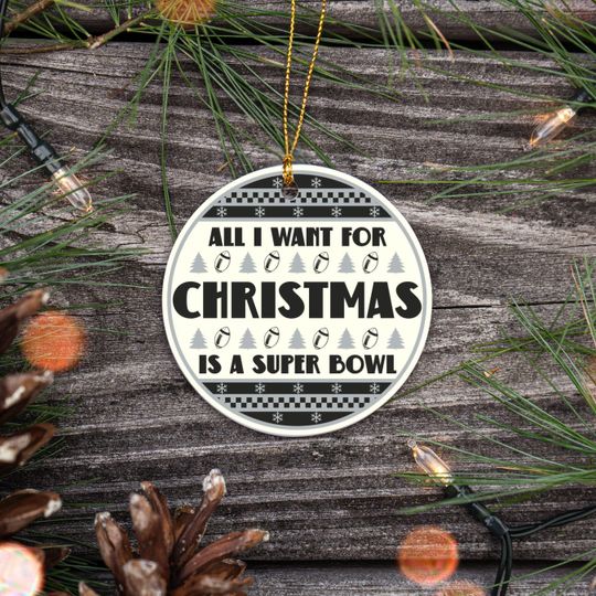 Discover All I Want For Christmas Is A Super Bowl Ceramic Ornament, Christmas Ugly Sweater Las Vegas Football Decor, Raider Football Fan Gift