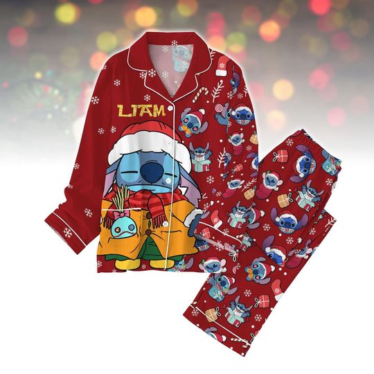 Discover Stitch Pajamas, Disney Lilo & Stitch Matching Family Pjs, Holiday Sleepwear, Christmas Stitch Pajamas, Cute Cartoon Gift Set