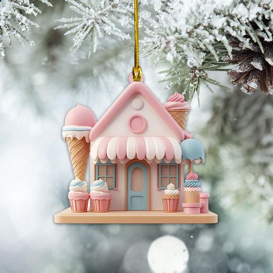 Discover Ice Cream Parlor Christmas Ornament, Ice Cream Shop Ornament, Ice Cream Hanging Ornament, Ice Cream Parlor Holiday Decor