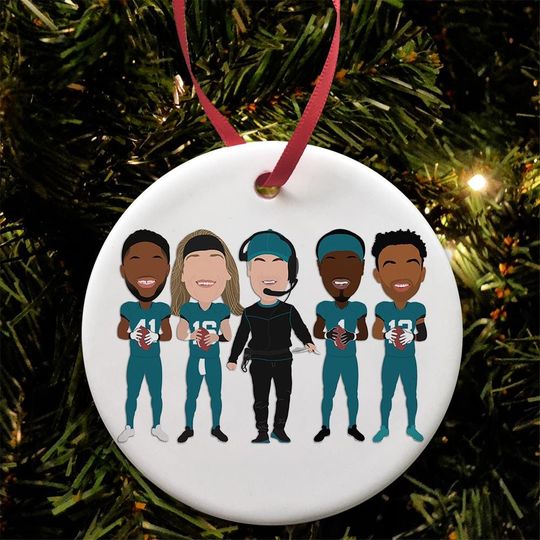 Discover Jaguars 2024-25 Christmas Tree Decoration Flat Ceramic Bauble Choice Of Design American Football Great Jacksonville Fans Xmas Gift