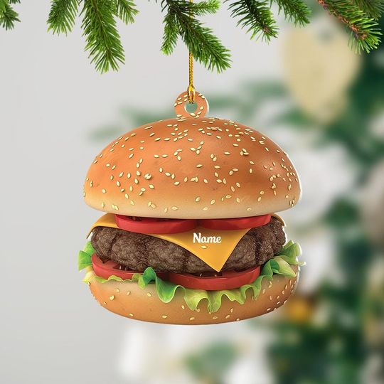 Discover Christmas Hamburger Ornament, Christmas Tree Ornament Decor, Food Ornament Lover Gift, Christmas Hanging Ornament Gift