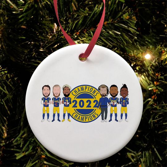 Discover Rams Champions 2022 American Football Christmas Tree Decoration Flat Ceramic Bauble Beckham Donald McVay etc Los Angeles
