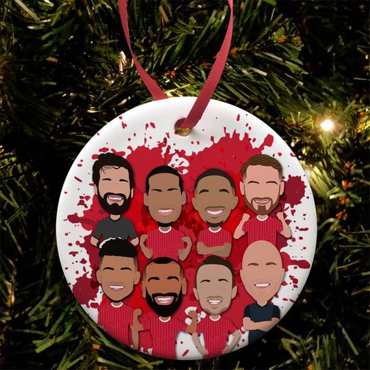 Discover Liverpool 2024-25 Vector Heroes Christmas Tree Decoration Bauble Ceramic Salah etc Great Gift For Liverpool Fans Choice Of Designs