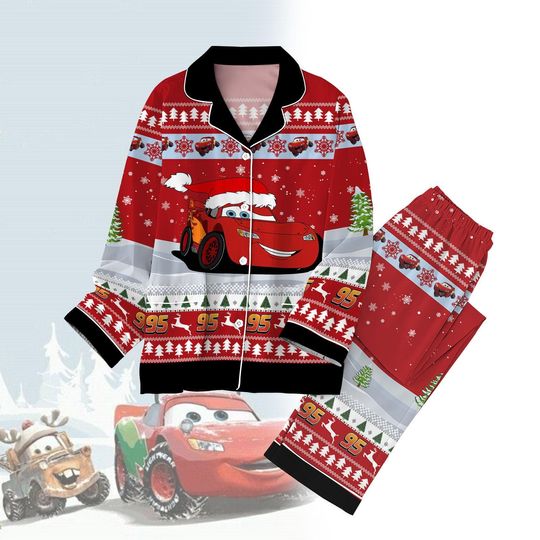 Discover Lightning McQueen Pajamas, Disney Pixar Cars Family Matching Pjs, Disney family Xmas Holiday Sleepwear, McQueen 95 Piston Cup Loungewear