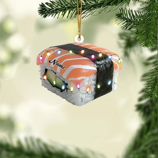 Discover Personalized Sushi Christmas Ornament, Sushi Restaurant Ornament Gift, Sushi Lovers Holiday Ornament, Japanese Food Ornament