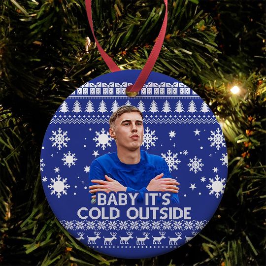 Discover Baby It's Cold Outside Cole Palmer Chelsea Christmas Tree Decoration Flat Ceramic Bauble Blue