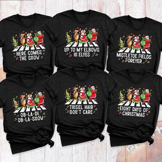 Discover Family Group Christmas Tee Shirts, Matching Santa and Friends Shirt, Funny Song Pun Christmas Tshirt, Custom Christmas Holiday Party Outfits