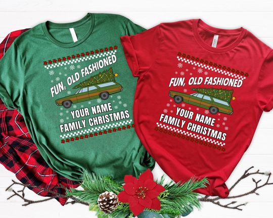 Discover Custom Family Matching Christmas Shirts, Fun Old Fashioned Family Christmas Shirt, Family Christmas, Christmas Tee, Custom Family Name Shirt
