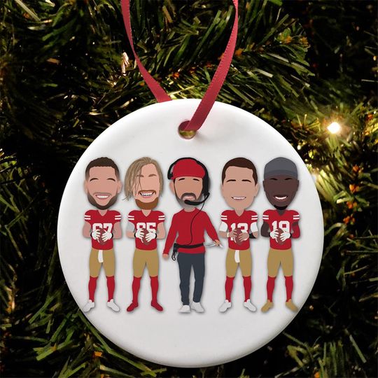 49ers 2024-25 Vector Heroes Ceramic Christmas Tree Decoration Bauble American Football Great Xmas Gift For San Francisco Fans