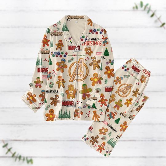 Avengers Christmas Pajamas Set, Spiderman Xmas Pajamas, Gingerbread Christmas Shirt, Superhero Family Matching Pajamas, Movie Fan Gift