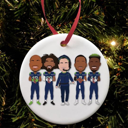Seahawks 2024-25 Vector Heroes Ceramic Christmas Tree Decoration Bauble American Football Choice Of Design Great Gift For Seattle Fans