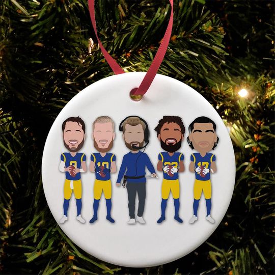Discover Rams 2024-25 Christmas Tree Decoration Flat Ceramic Bauble Choice Of Design American Football Great Gift For Los Angeles Fans