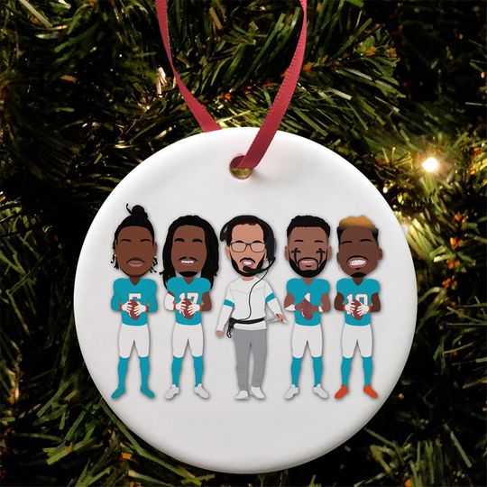 Dolphins 2024-25 Vector Heroes Ceramic Christmas Tree Decoration Bauble American Football Choice Of Design Hill Tua Etc Miami Fans Gift