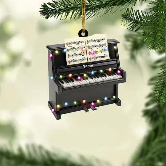 Personalized Piano Christmas Ornament, Pianist Ornament Gift, Theater Holiday Ornament, Musician Ornament Gift