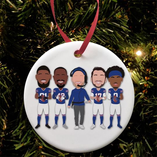 Discover Bills 2024-25 American Football Christmas Tree Decoration Flat Ceramic Bauble Choice Of Design Great Buffalo Fans Gift