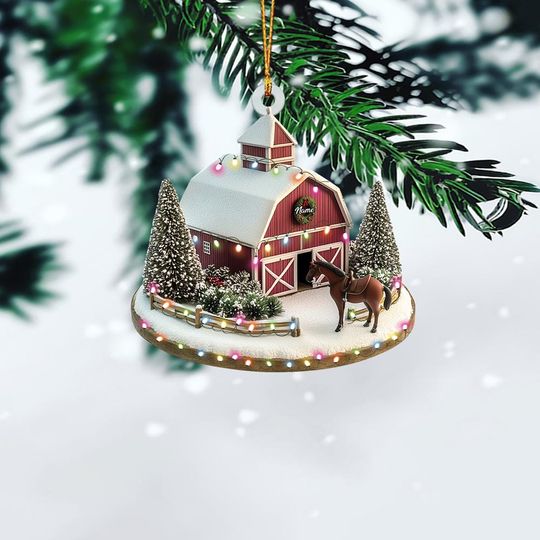 Discover Personalized Rustic Barn Christmas Ornament, Farmhouse Christmas Ornament, Barn House Ornament, Farmer Holiday Ornament Gift