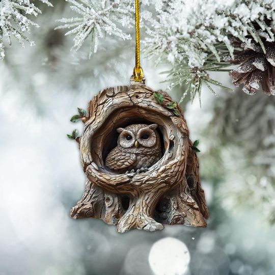Discover Owl 2D Flat Ornament, Owl Christmas Ornament, Owl Rearview Mirror Car Ornament, Owl Hanging Ornament, Owl Lovers Holiday Gift TD-1010-EBRC