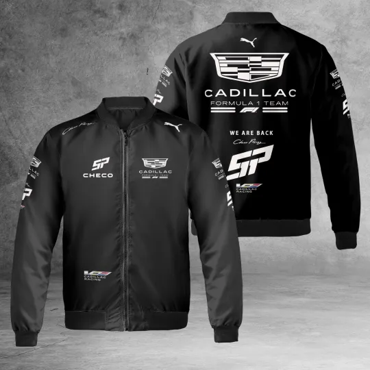 Cadillac Motorsport Racing  All-over Print UNISEX Black Windproof Bomber Jacket