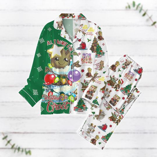 Discover Groot Christmas Pajamas Set, Cute Baby Groot Matching Pajamas Family, Disney Holiday Pajamas, Movie Xmas Pajamas, Groot Lover Gifts