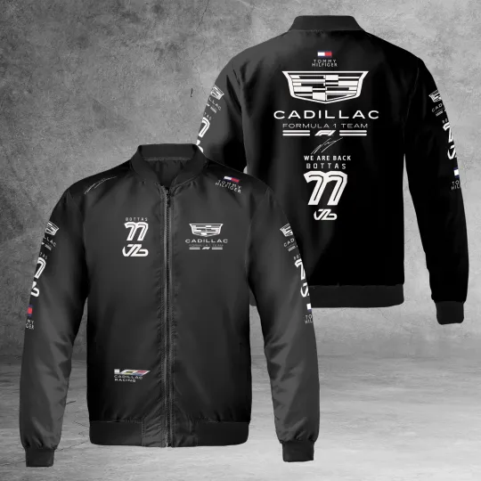 Discover Cadillac Motorsport Racing Bottas F1 Windproof Bomber Jacket