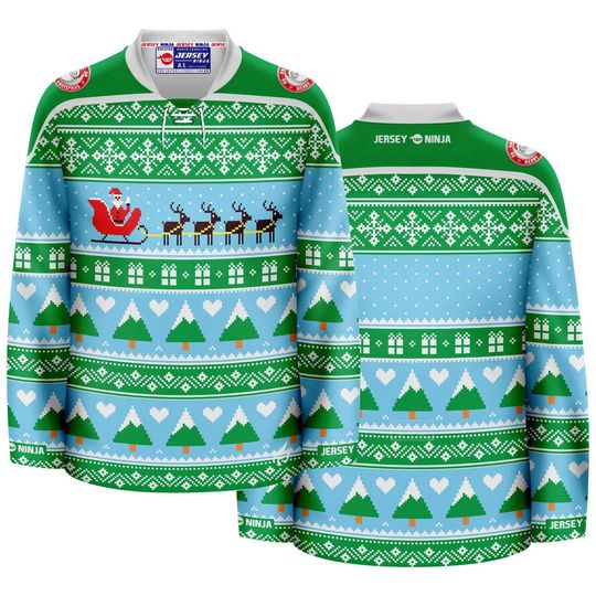 Discover Christmas Santa's Sleigh Ugly Sweater Hockey Jersey