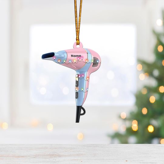 Hair Dryer Christmas Light Ornament, Christmas Tree Decor, Loved Hair Dryer Ornament, Hanging Ornament Gift