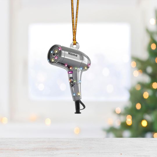 Hair Dryer Christmas Light Ornament, Christmas Tree Decor, Loved Hair Dryer Ornament, Hanging Ornament Gift