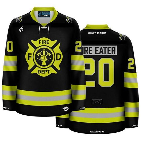 Firefighter - Turnout Gear Black Hockey Jersey