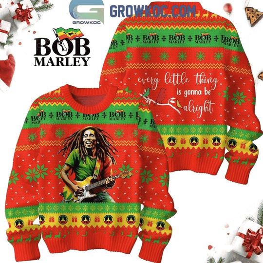 Discover Bob Marley Every Little Thing Is Gonna Be Alright Merry 2024 Christmas Sweater