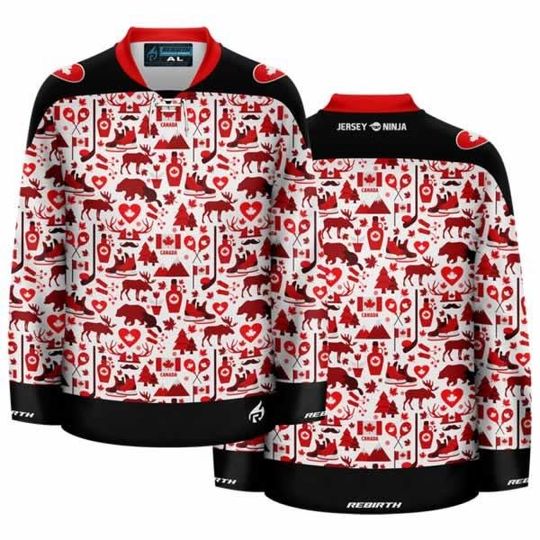 Discover Canada Day Beaver Collage Ugly Sweater Holiday Hockey Jersey