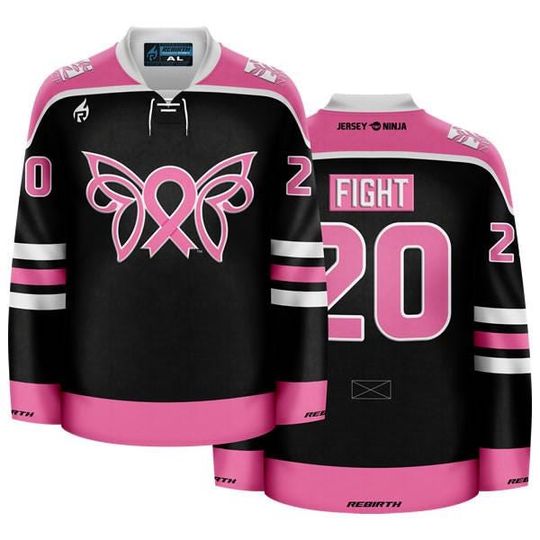 Discover Breast Cancer Awareness Butterfly Black Charity Hockey Jersey