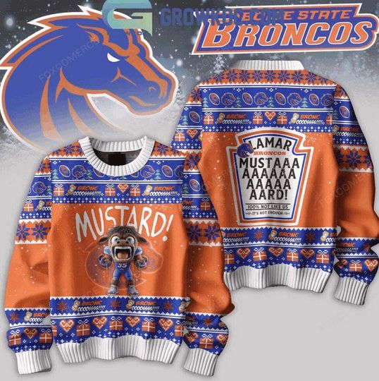 Boise State Broncos Mustard Kendrick Lamar Christmas Sweater