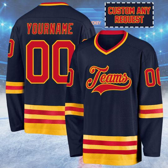Discover Custom Hockey Jersey with Name Number, Custom Team Uniform Gift, Personalized Ice Hockey Team Shirt for Men Women Youth