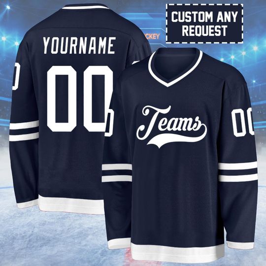 Discover Custom Hockey Jersey with Name and Number, Personalized Ice Hockey Uniform Shirt for Men Women Youth, Team Sports Fan Gift