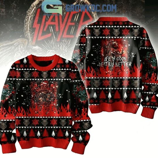 Discover Slayer 2025 Christmas Life Is Cool Death Is Better Ugly Sweater