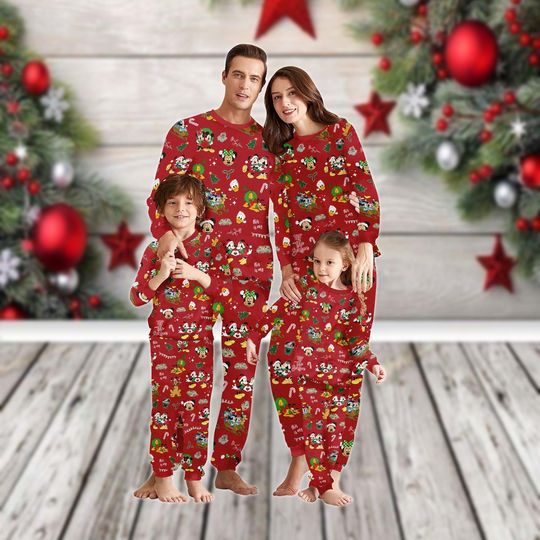 Discover TGT061025S05] Mickey Minnie Christmas Family Pajamas Set, Mickey Friends Xmas Pajamas, Disney Holiday Pajamas, Fun Mickey Mouse Xmas Lo